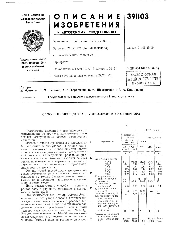 Всесоюзнаяnnleiau^ij-hj-u^'r.ji'jiahавторы (патент 391103)