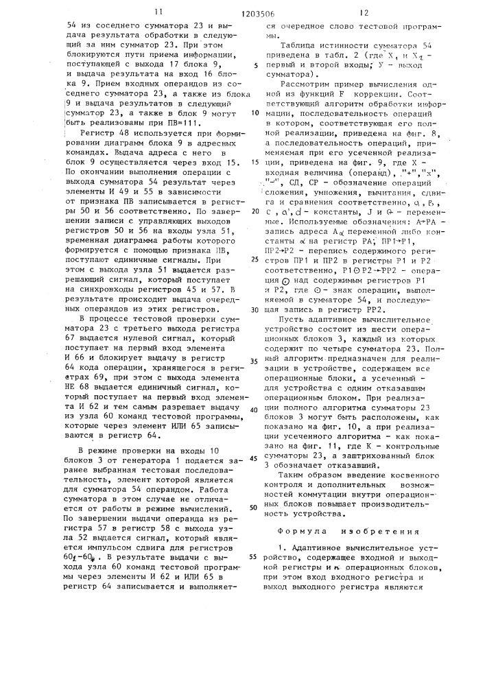 Адаптивное вычислительное устройство (патент 1203506)