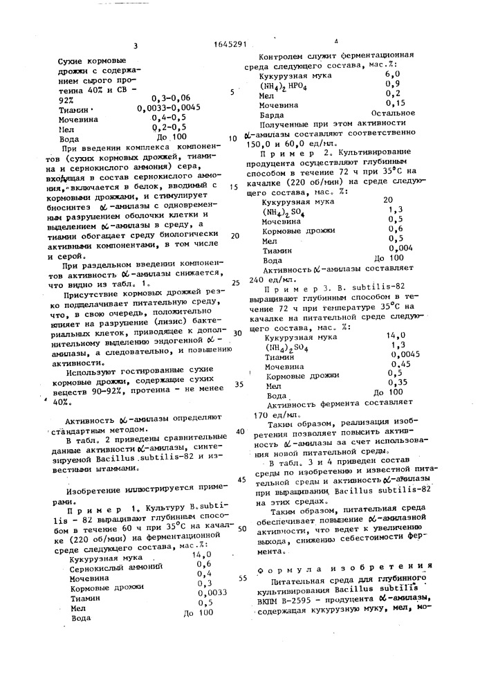 Питательная среда для глубинного культивирования bacillus suвтilis вкпм в-2595 - продуцента l-амилазы (патент 1645291)