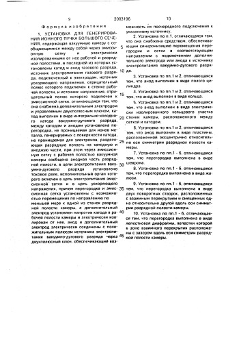 Установка для генерирования ионного пучка большого сечения (патент 2003196)