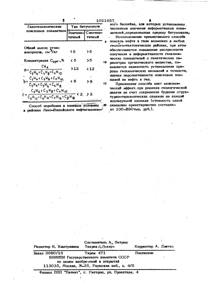 Способ геохимических поисков залежей нефти и газа (патент 1021657)