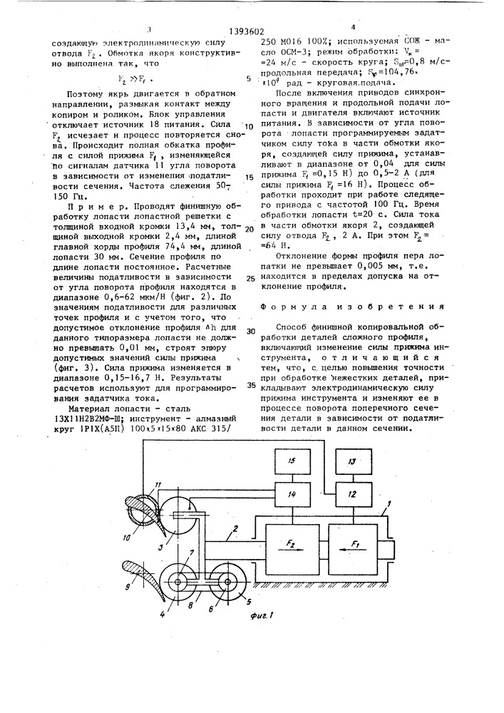 Способ финишной копировальной обработки деталей сложного профиля (патент 1393602)