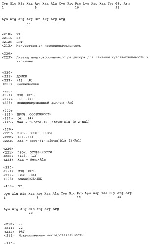 Применение меланокортинов для лечения чувствительности к инсулину (патент 2453328)
