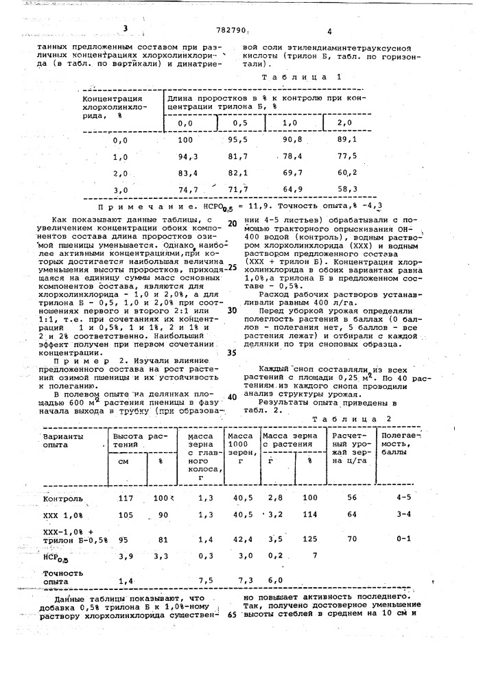 Состав для регулирования роста растений (патент 782790)