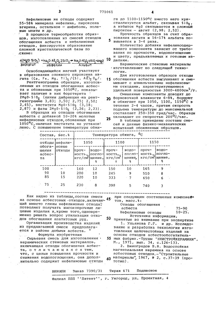 Сырьевая смесь для изготовления керамических стеновых материалов (патент 771061)