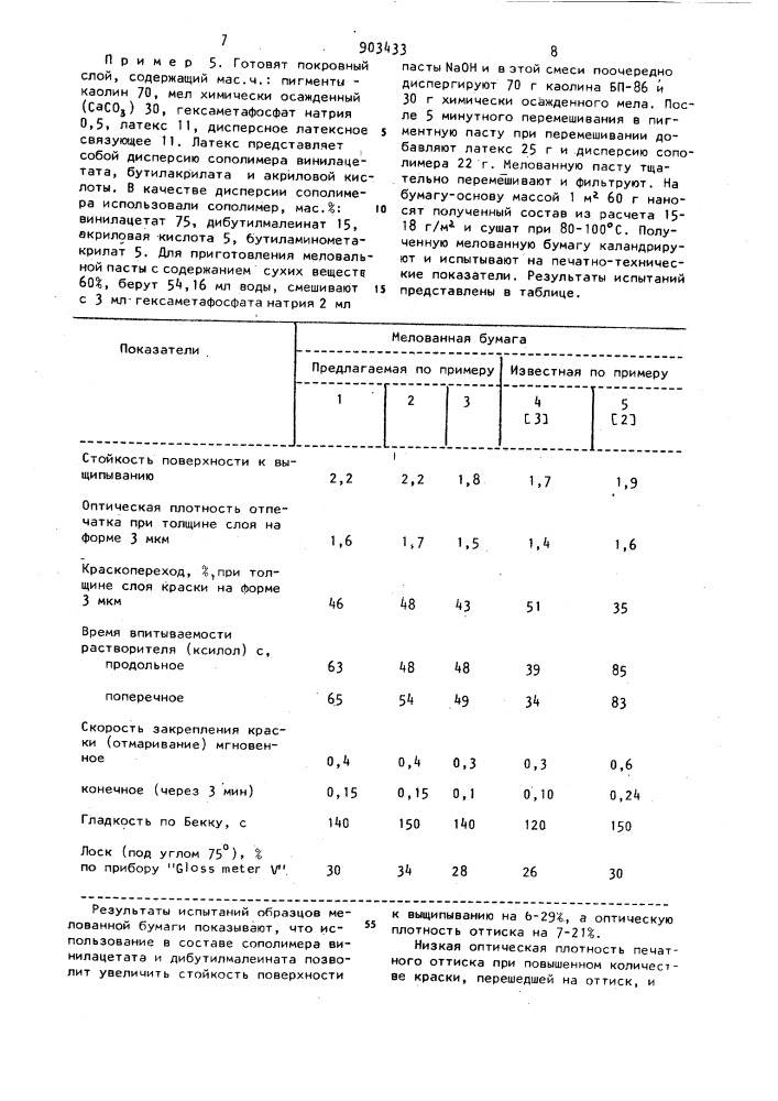 Мелованная бумага (патент 903433)