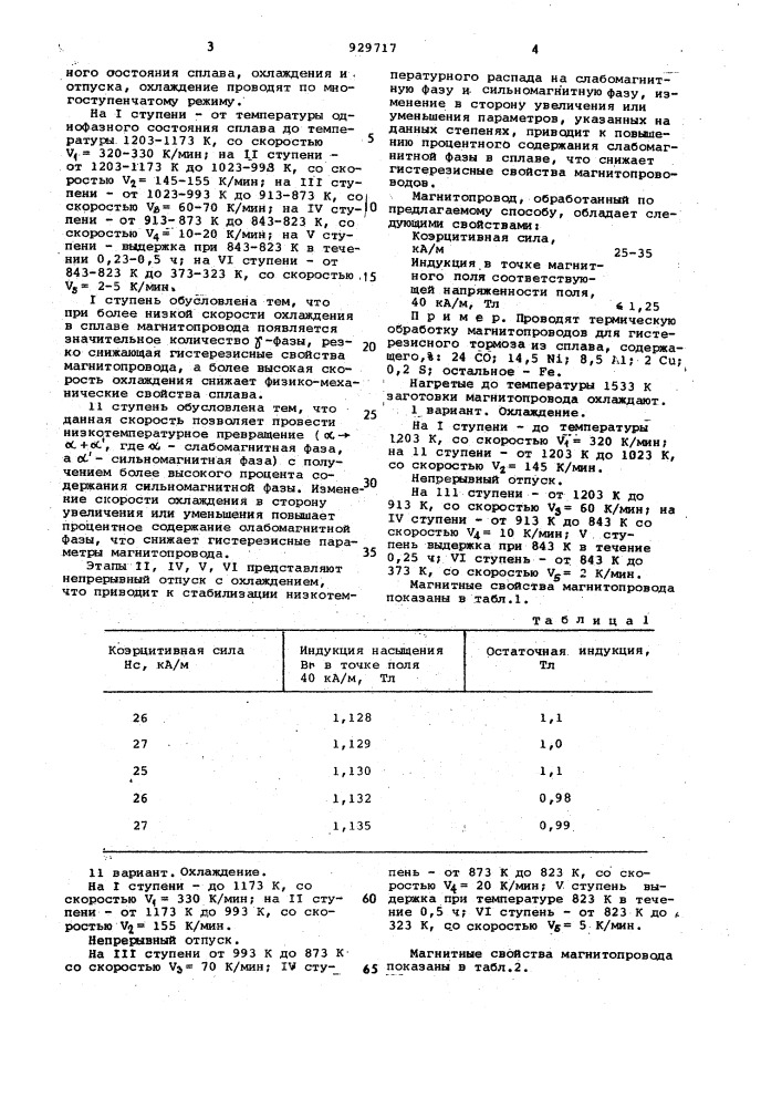 Способ термической обработки магнитопровода (патент 929717)