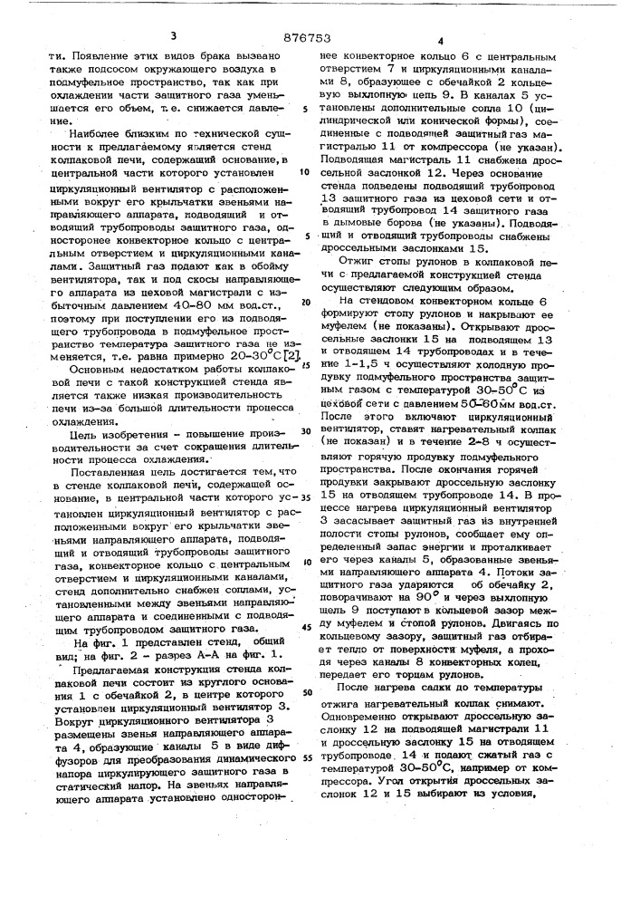 Стенд колпаковой печи (патент 876753)