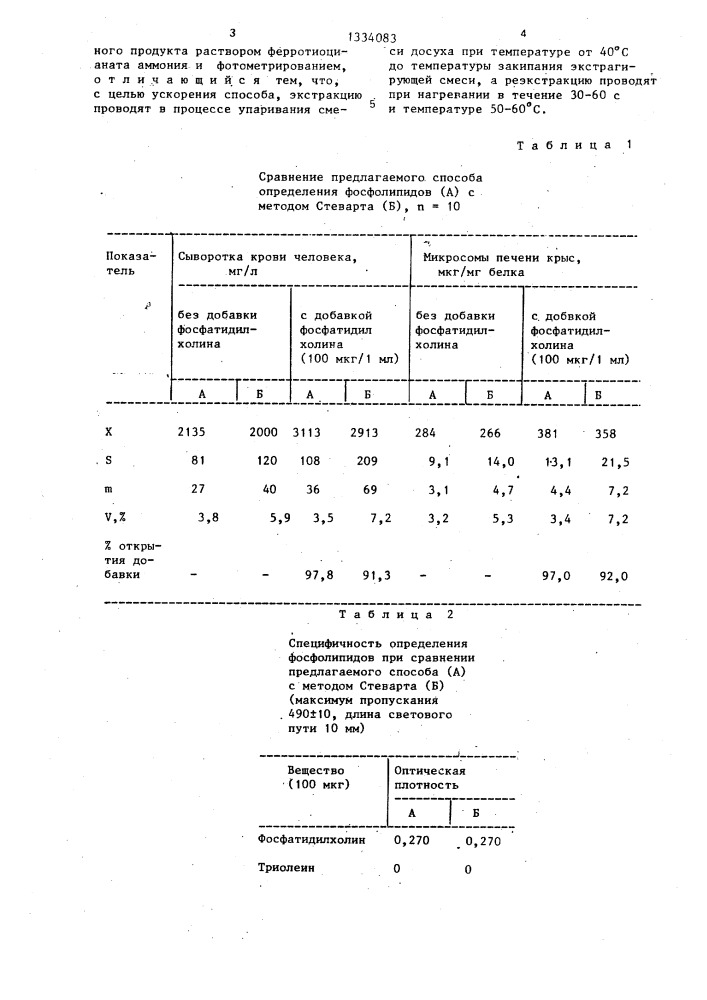 Способ определения фосфолипидов в биологическом объекте (патент 1334083)