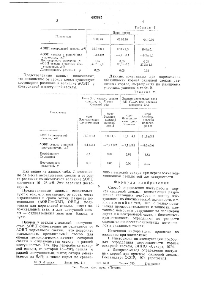 Способ определения цветушности корней сахарной свеклы (патент 683685)