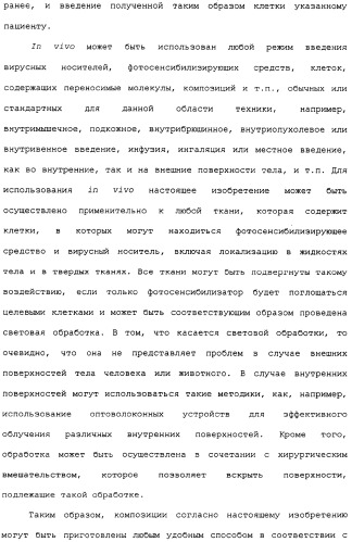 Фотохимическая интернализация для опосредованной вирусом доставки молекулы в цитозоль (патент 2317827)