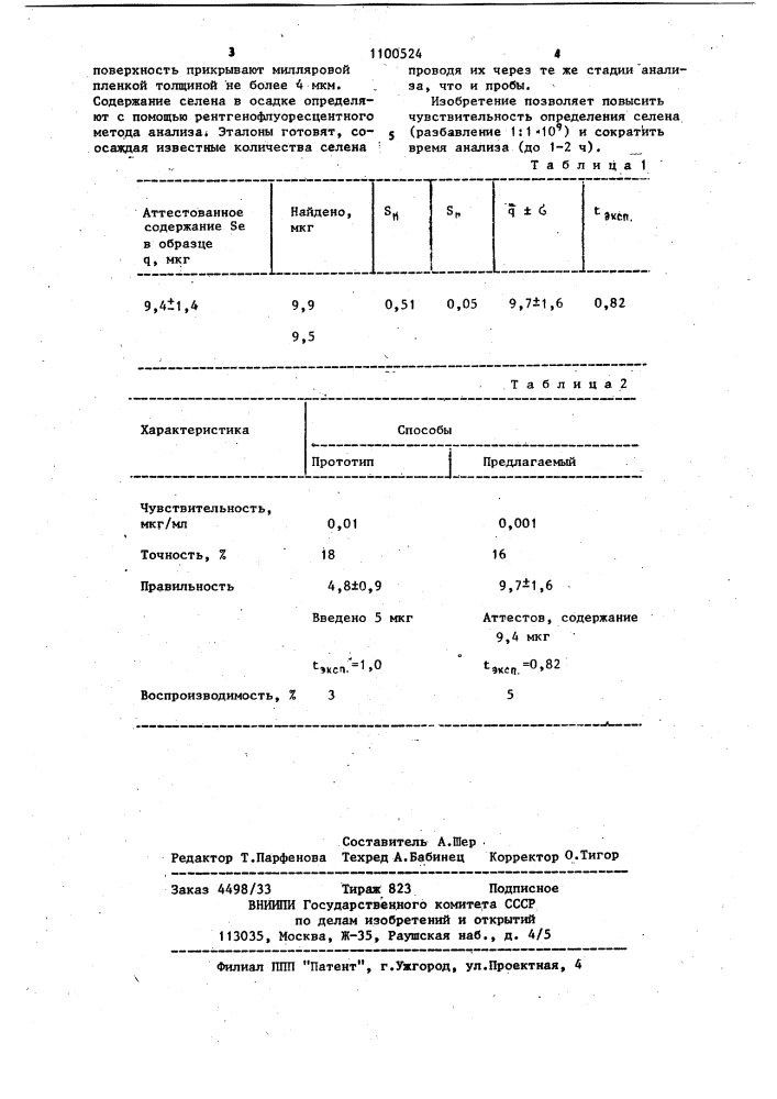 Способ получения концентрата микроколичеств селена (патент 1100524)