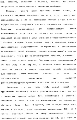 Фотохимическая интернализация для опосредованной вирусом доставки молекулы в цитозоль (патент 2317827)