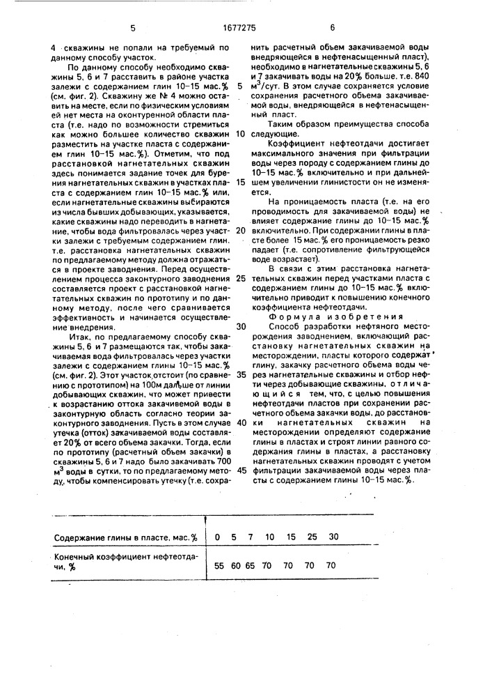 Способ разработки нефтяного месторождения заводнением (патент 1677275)