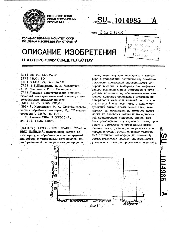 Способ цементации стальных изделий (патент 1014985)