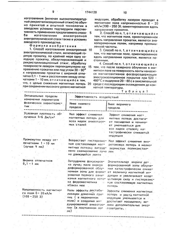 Способ изготовления анизотропной электротехнической стали (патент 1744128)