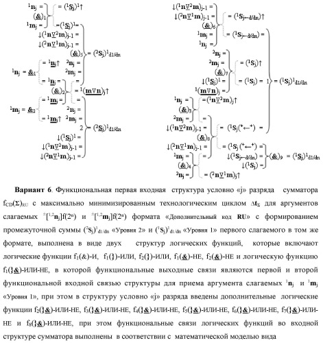 Функциональная первая входная структура условно &quot;j&quot; разряда сумматора fcd( )ru с максимально минимизированным технологическим циклом  t  для аргументов слагаемых &#177;[1,2nj]f(2n) и &#177;[1,2mj]f(2n) формата &quot;дополнительный код ru&quot; с формированием промежуточной суммы (2sj)1 d1/dn &quot;уровня 2&quot; и (1sj)1 d1/dn &quot;уровня 1&quot; первого слагаемого в том же формате (варианты русской логики) (патент 2480815)