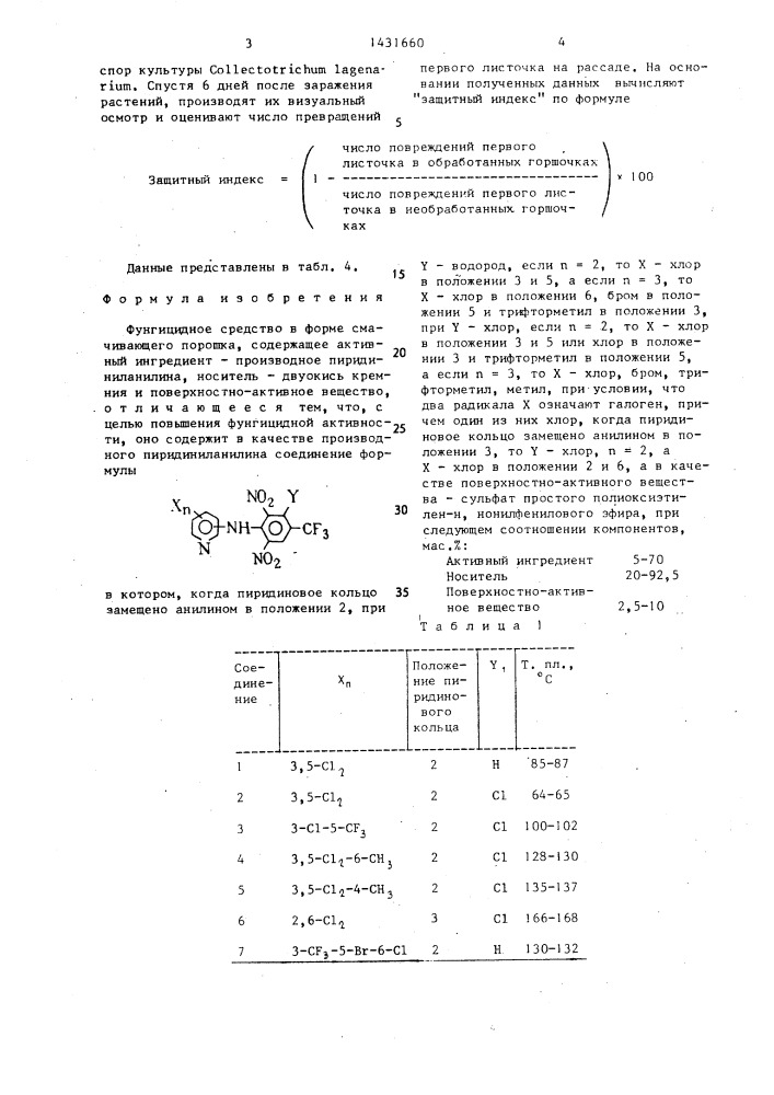 Фунгицидное средство в форме смачивающегося порошка (патент 1431660)