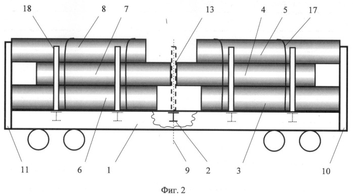 Вагонный штабель преимущественно труб железнодорожного вагона-платформы (патент 2416564)