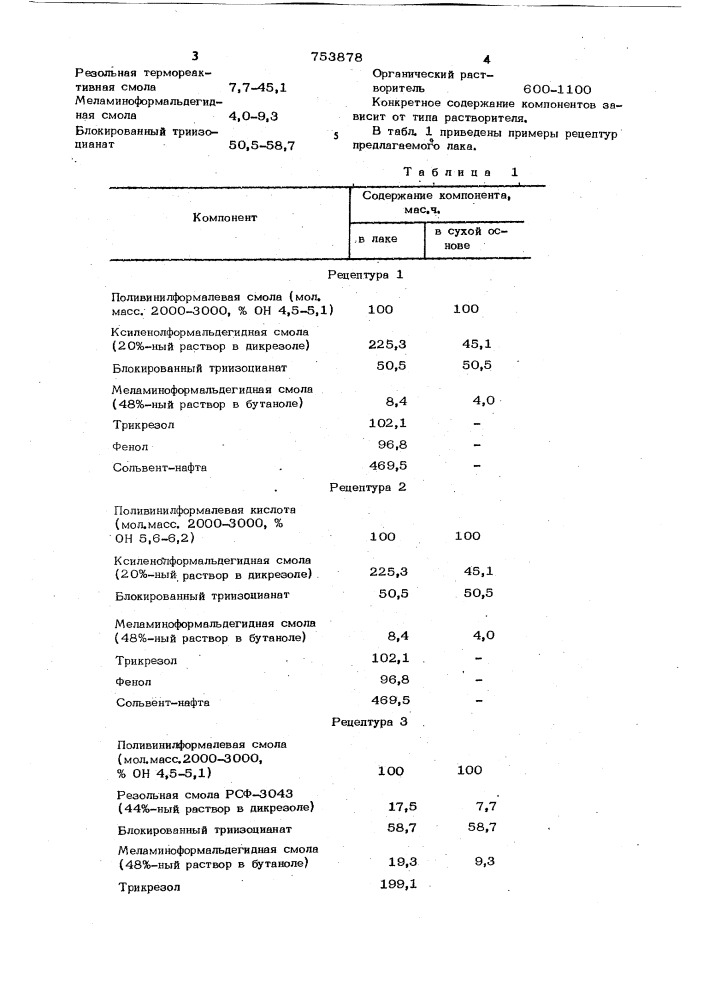 Электроизоляционный лак (патент 753878)