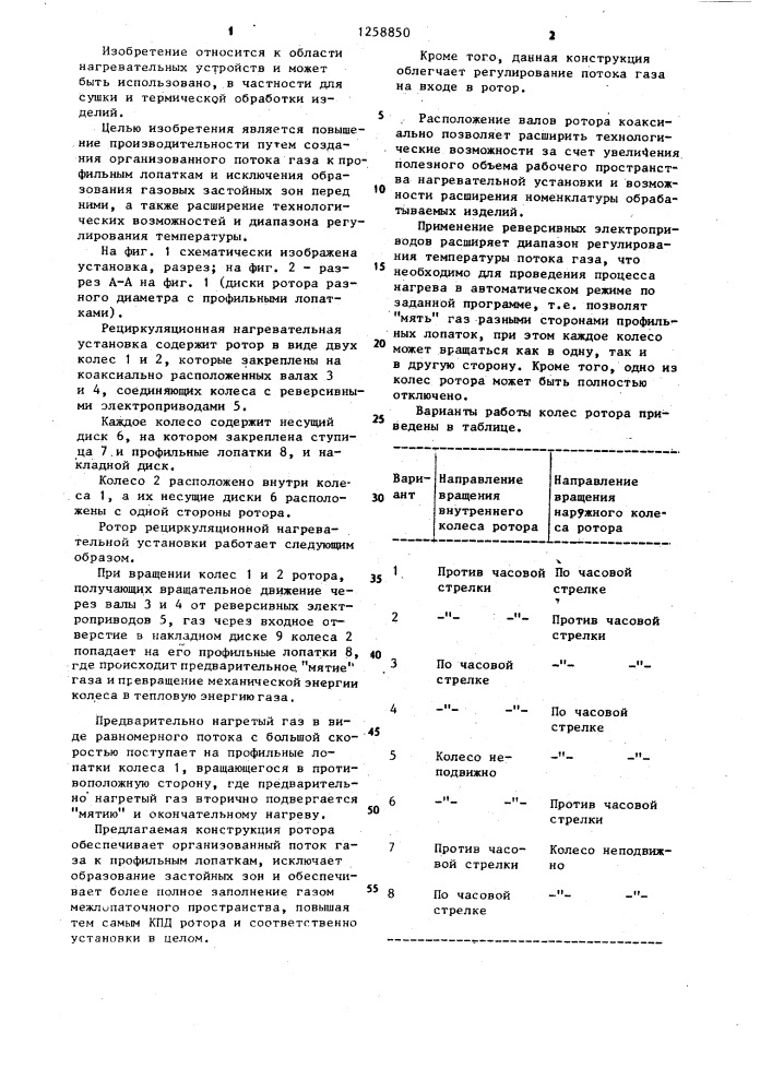 Рециркуляционная нагревательная установка (патент 1258850)
