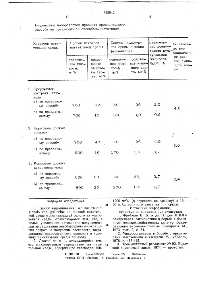 Способ выращивания (патент 745942)