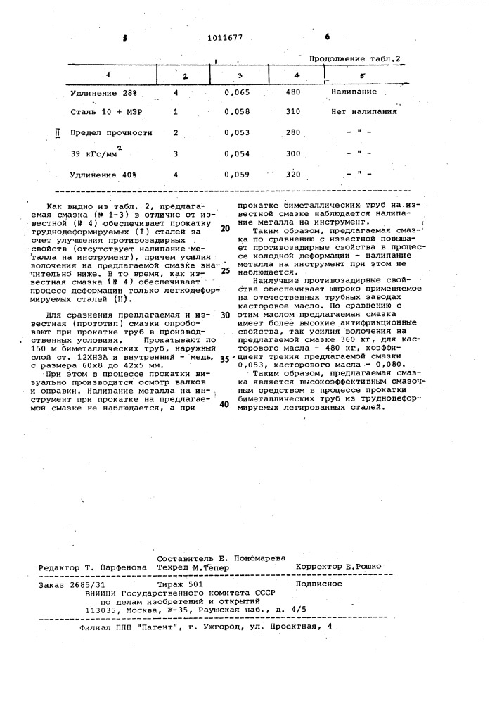 Смазка для холодной обработки металлов давлением (патент 1011677)