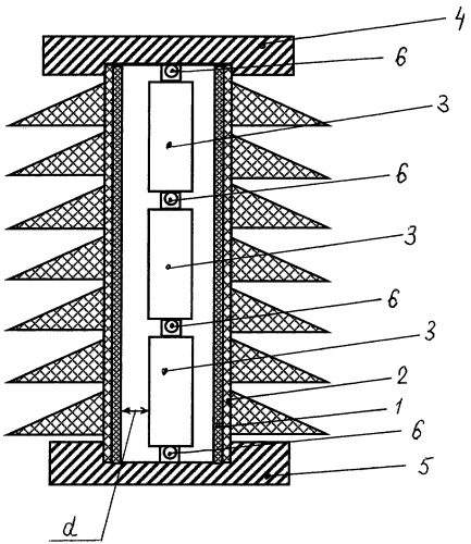 Ограничитель перенапряжения, встроенный в корпус изолятора (патент 2259609)