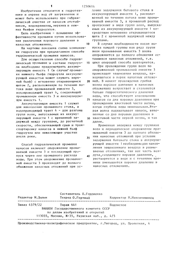 Способ гидравлической промывки наносов (патент 1250614)