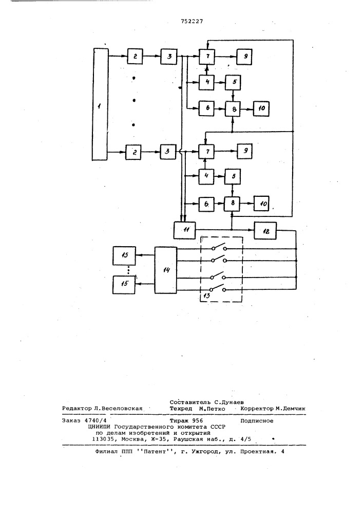 Многоканальный регулятор (патент 752227)