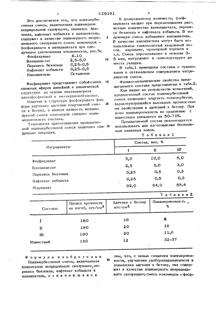 Полимербетонная смесь (патент 629191)