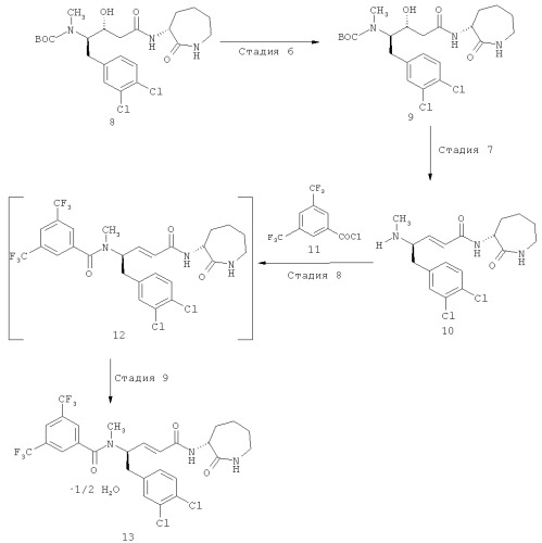 Синтез ациламиноалкениленамидов, пригодных в качестве антагонистов вещества р (патент 2433122)