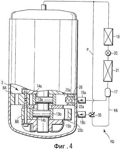 Ротационный компрессор герметичного типа и устройство контура охлаждения (патент 2322614)