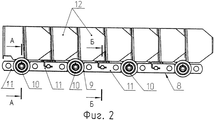 Пластинчатый конвейер для сыпучих материалов, ячейка пластинчатого конвейера и грузонесущий лоток пластинчатого конвейера (патент 2483013)