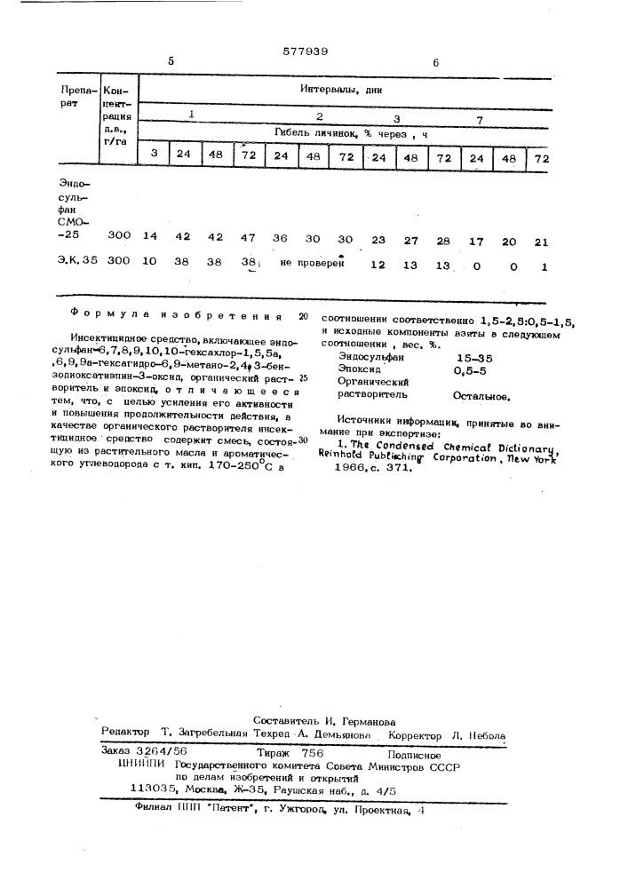 Инсектицидное средство (патент 577939)