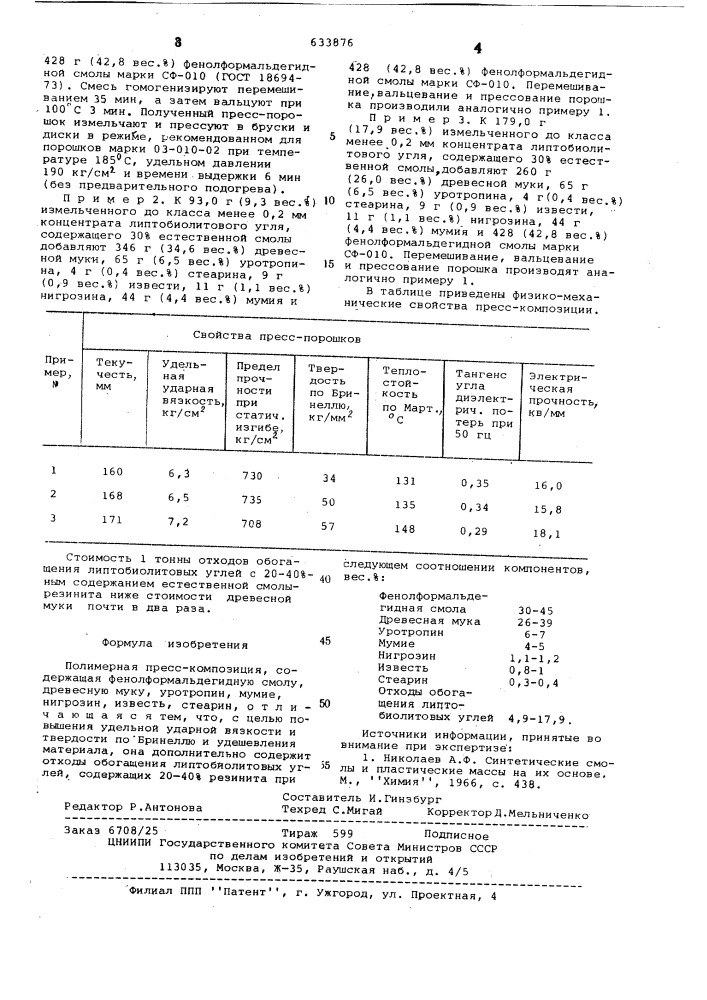Полимерная пресскомпозиция (патент 633876)