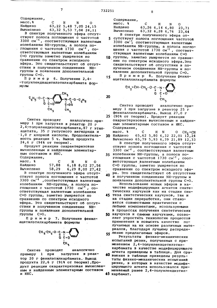 Эфиры -замещенной карбаминовой кислоты в качестве модифицирующих агентов синтетических каучуков и способ их получения (патент 732251)