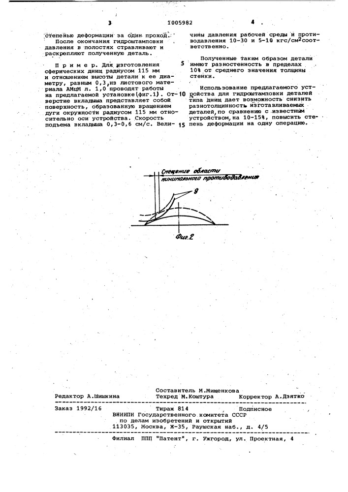 Устройство для гидроштамповки листовых деталей (патент 1005982)