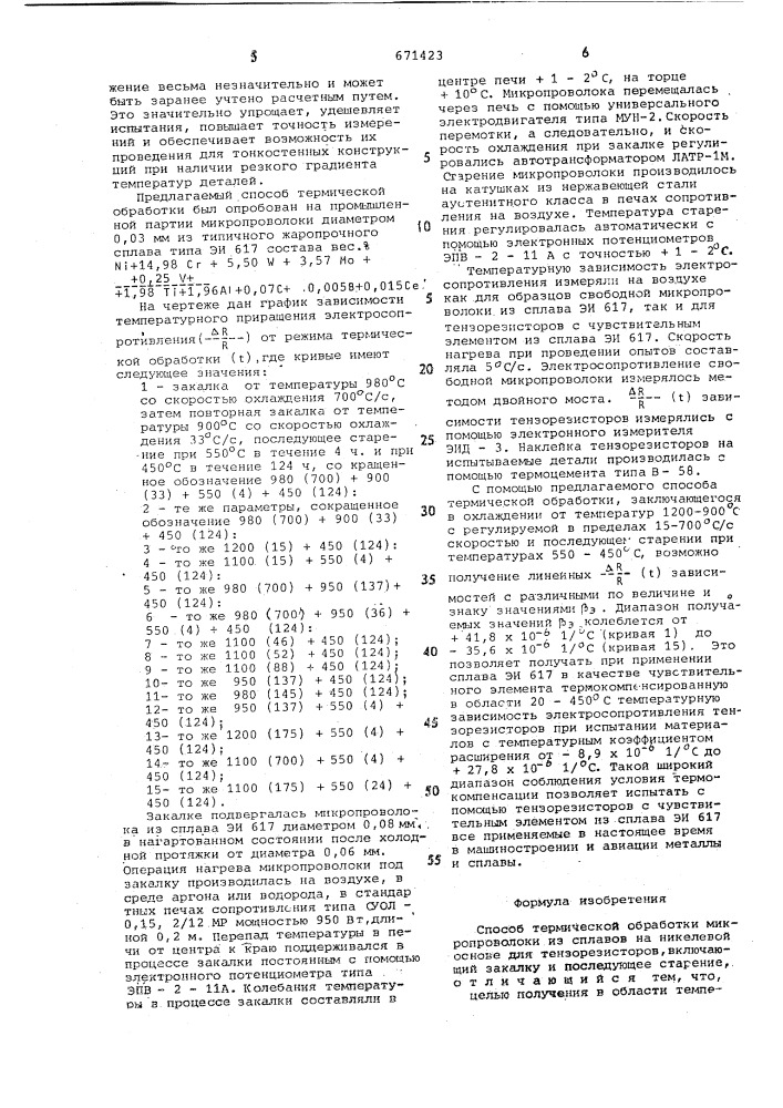 Способ тнрмической обработки микропроволоки из сплавов на никелевой основе для тензорезисторов (патент 671423)