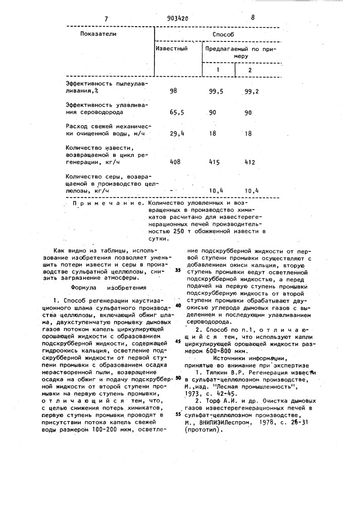 Способ регенерации каустизационного шлама сульфатного производства целлюлозы (патент 903420)