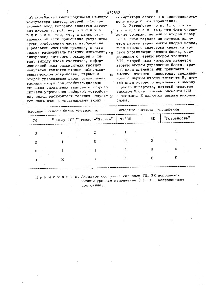 Устройство для отображения информации (патент 1437852)