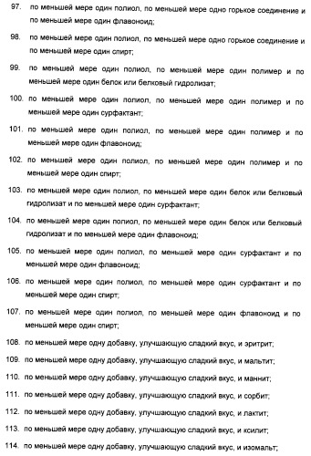 Композиция интенсивного подсластителя с пищевой клетчаткой и подслащенные ею композиции (патент 2455853)