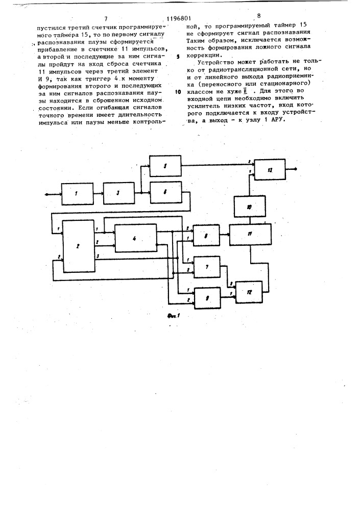 Селектор радиосигналов точного времени (патент 1196801)