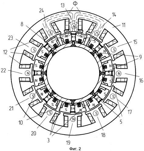 Вентильный электродвигатель с постоянными магнитами (патент 2375807)