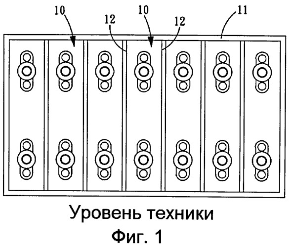 Корпусная конструкция для удержания группы прямоугольных вторичных батарей (патент 2508578)