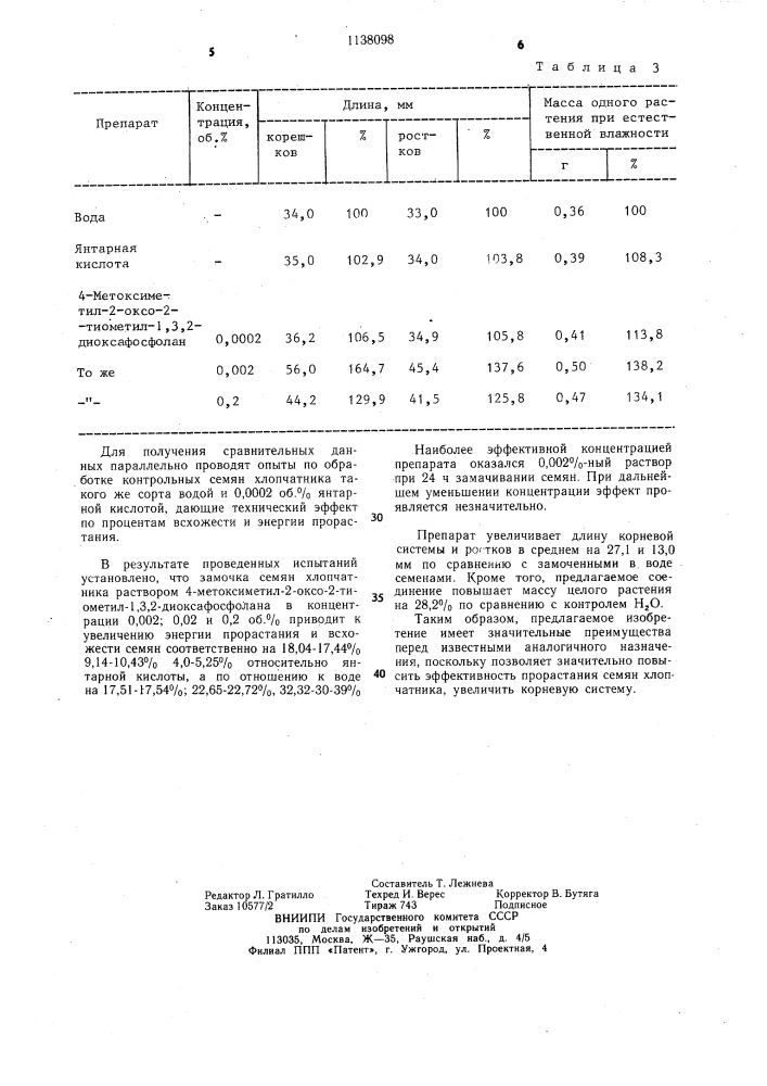 Способ предпосевной обработки семян хлопчатника (патент 1138098)