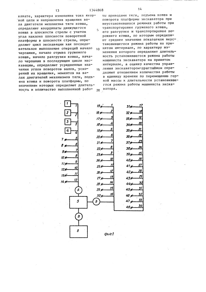 Способ оценки качества управления экскаватором-драглайном (патент 1344868)