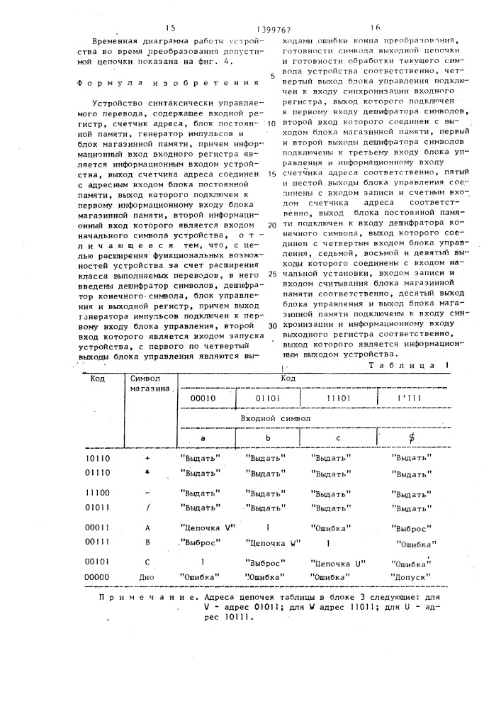 Устройство синтаксически управляемого перевода (патент 1399767)