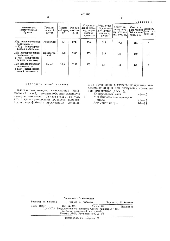 Клеевая композиция,-s.fii' *'? rj!fr^?irфшш d',^iit (патент 431203)