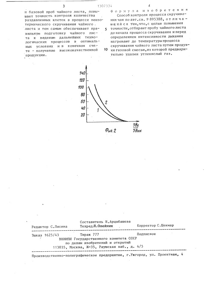 Способ контроля процесса скручивания чая (патент 1307334)